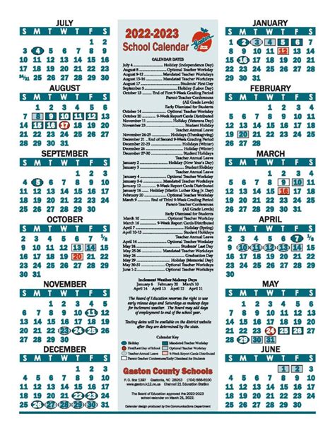 Gaston County Calendar