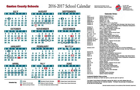 Gaston County Calendar
