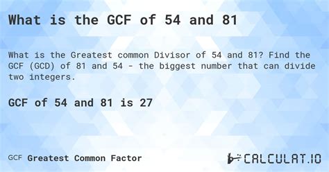 Gcf Of 54 And 81