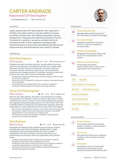 Gcp Data Engineer Sample Resume