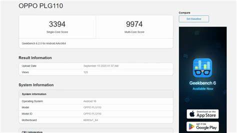 Hasil benchmark Geekbench pada HP OPPO