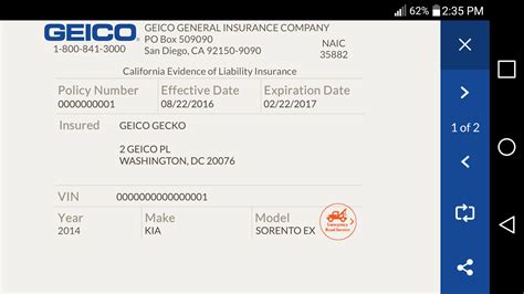 GEICO Insurance ID Card Insurance letter geico proof claim