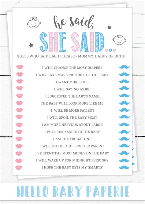 Gender Reveal Games Printable Free