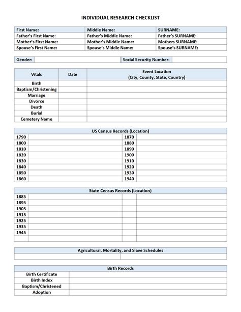 Genealogy Research Report Template