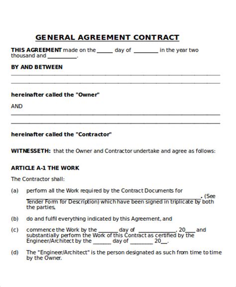 General Contractor Contract Template Free