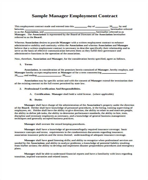 General Manager Employment Contract Template in Word, Apple Pages