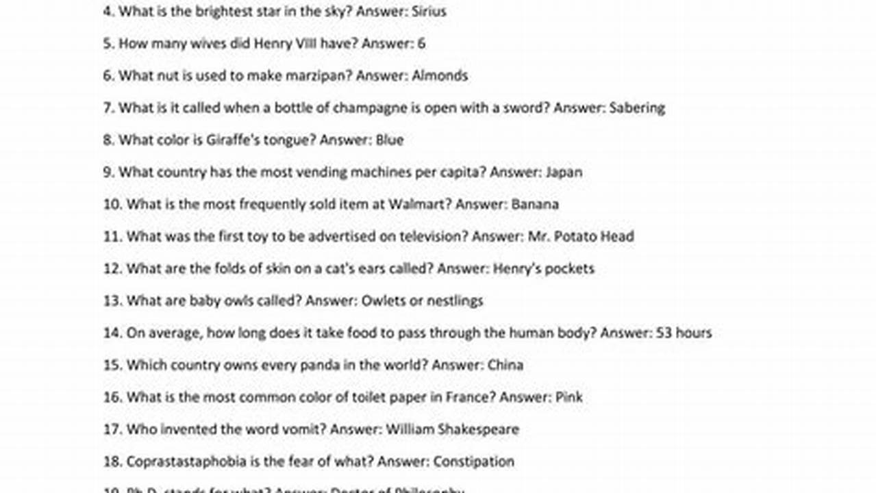 General Trivia Questions And Answers 2024 Class 11