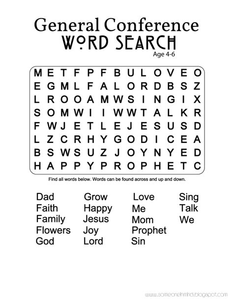 General Conference Word Search Printable