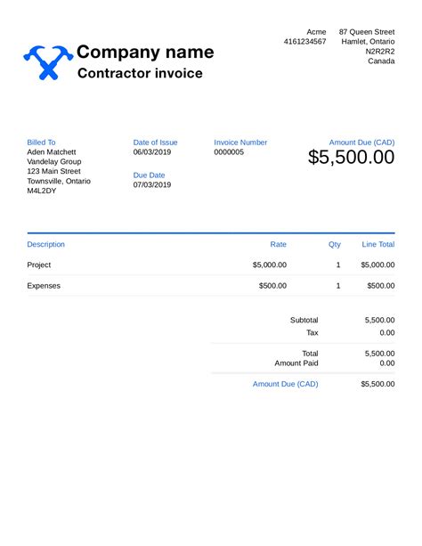 General Contractor Invoice Template