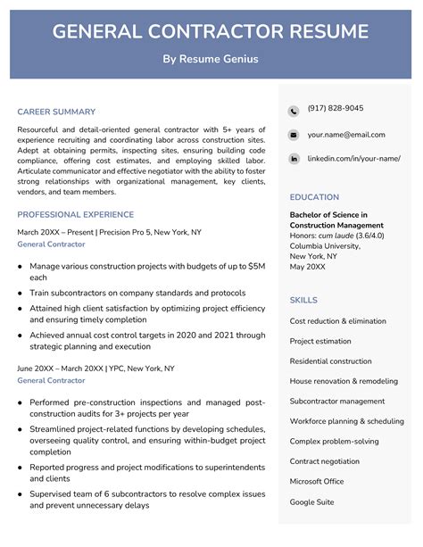 General Contractor Resume