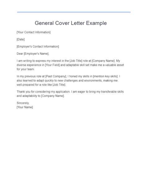 General Job Cover Letter Examples