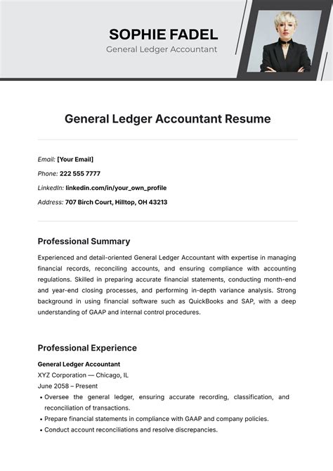 General Ledger Accountant Resume