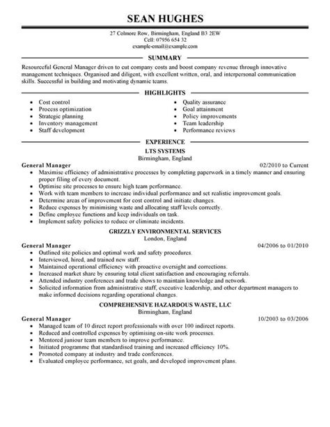 General Manager Resume Example for a CEO/GM Candidate