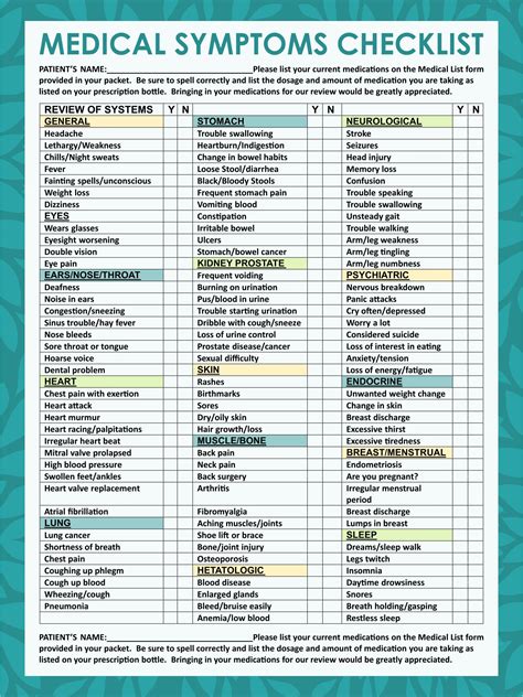 General Symptoms Checklist