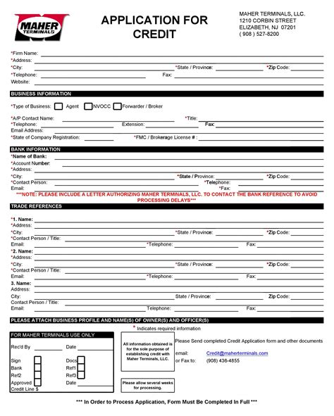 Credit Application Form Download Printable PDF Templateroller