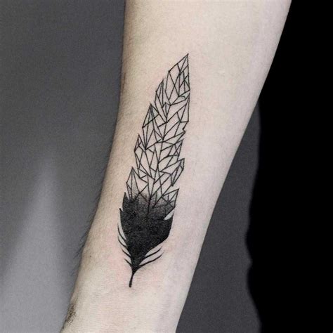 45 Geometric Feather Tattoos Designs, Images & Ideas