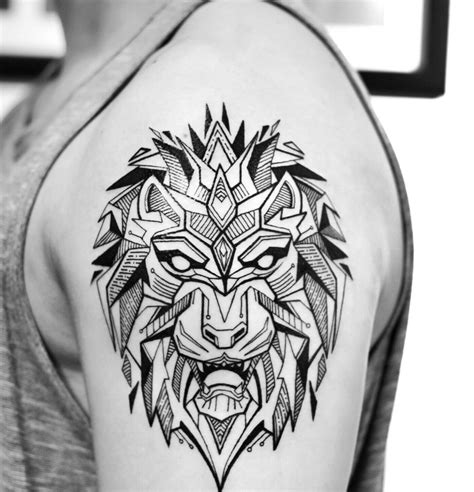 Realistic/Geometric Lion by Tommy Sisneros at All Sacred
