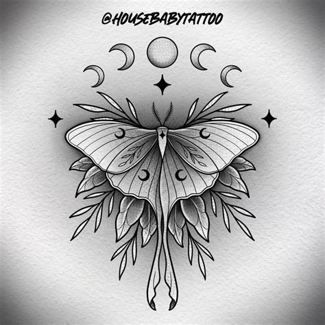 Geometric Luna Moth Tattoo