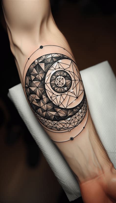 Geometric Moon Tattoo