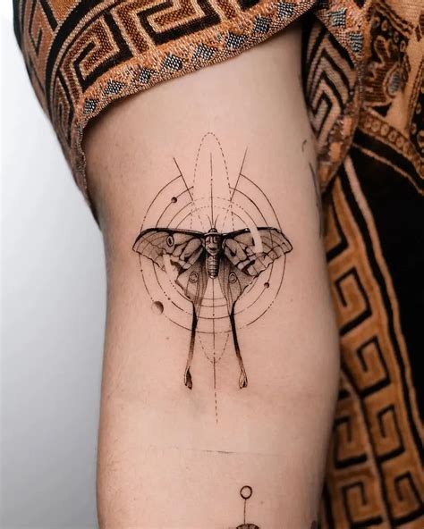 Geometric Moth Tattoo