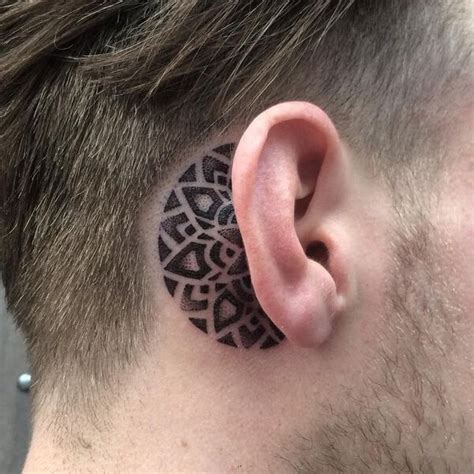 Geometric Tattoo Behind the Ear