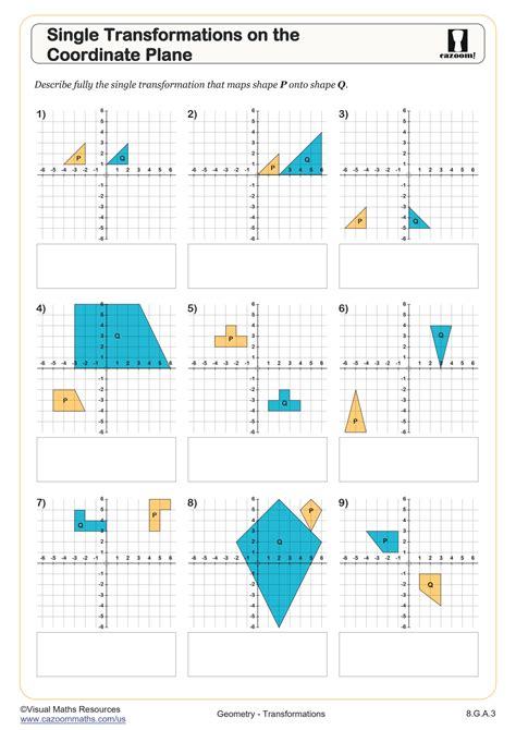 Geometric Transformations Worksheet