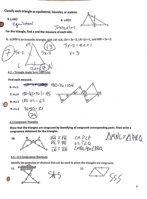Geometry 1.3 Worksheet Answers