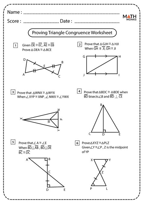 Geometry Congruent Triangles Proof Worksheet