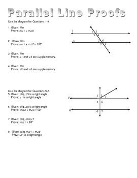 Geometry Parallel Lines Proofs Worksheet