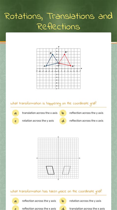 Geometry Translation Rotation Reflection Worksheets