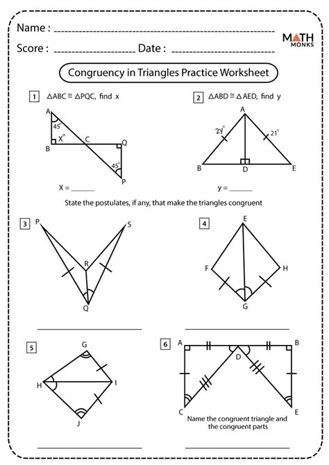 Geometry: Congruent Triangles Practice Worksheet ANSWER KEY by MsMarshMath