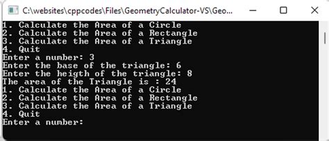 Geometry Calculator C++