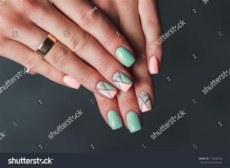Geometry Nail Art Design Pink