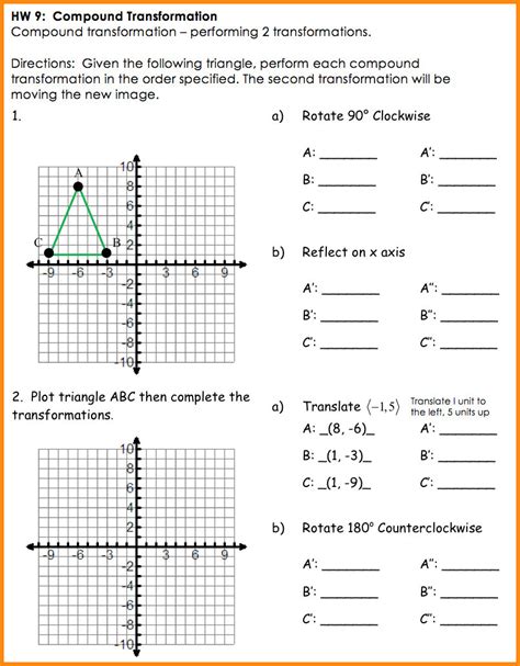 Geometry Transformation Composition Worksheet