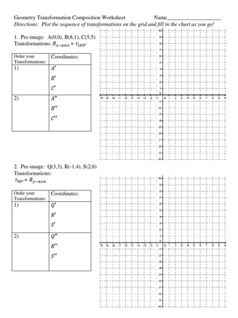 Geometry Transformation Composition Worksheet – Free Printable Practice Sheets Pdf