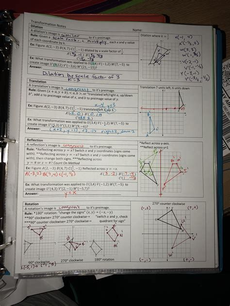 Geometry Transformation Composition Worksheet Answers Key