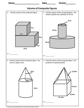 Geometry Worksheet: Volume of Composite Figures by My Geometry World