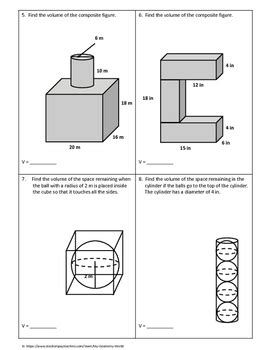 Geometry Worksheet: Volume of Composite Figures by My Math Universe