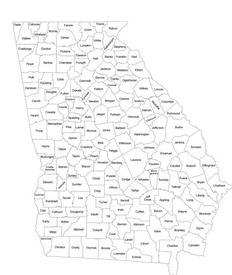 Georgia County Map Printable
