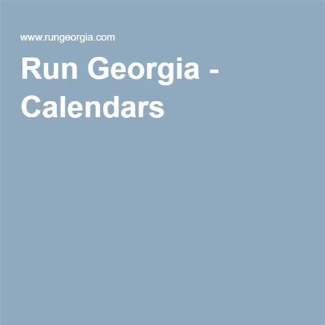 Georgia Running Calendar
