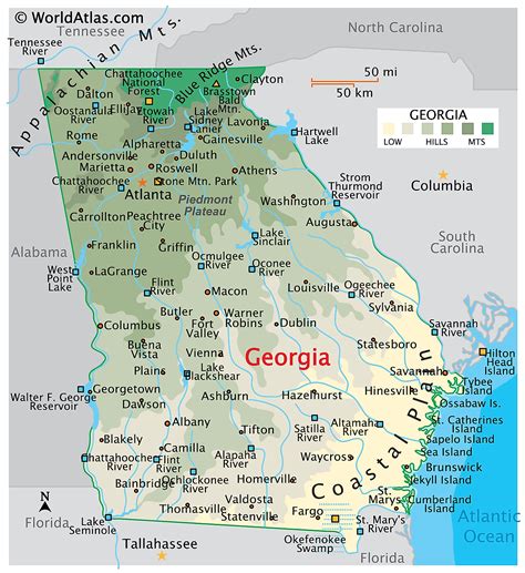 Georgia Map Physical Features