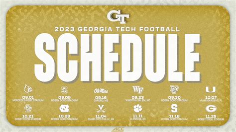 2018 Printable Tech Yellow Jackets Football Schedule within