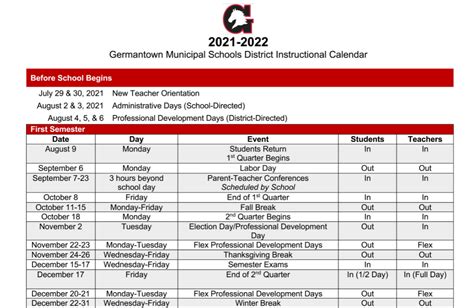 Germantown Academy Calendar