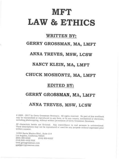Gerry Grossman MFT Law and Ethics