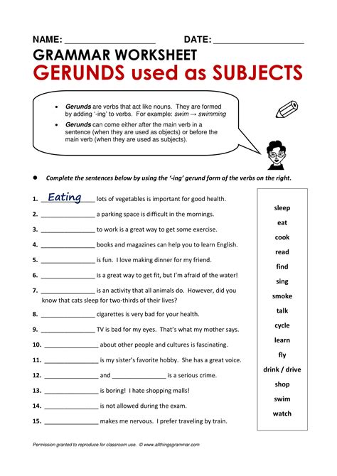 Gerunds And Gerund Phrases Worksheet Pdf: A Comprehensive Guide