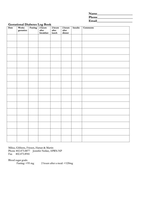 Gestational Diabetes Log Sheet Printable