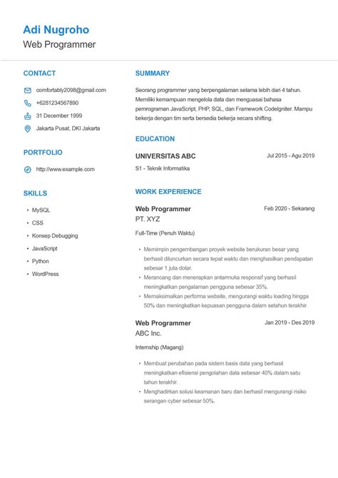 Get Contoh Cv Programmer Pics