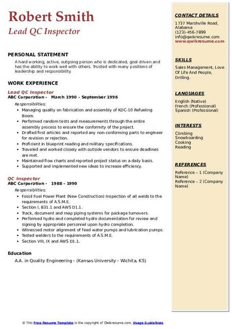 Get Contoh Cv Qc Inspector Background