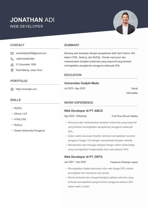 Get Contoh Cv Web Developer Background
