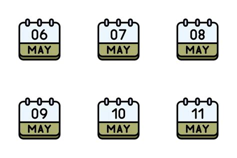 Get May Calendar Icon Set For Free